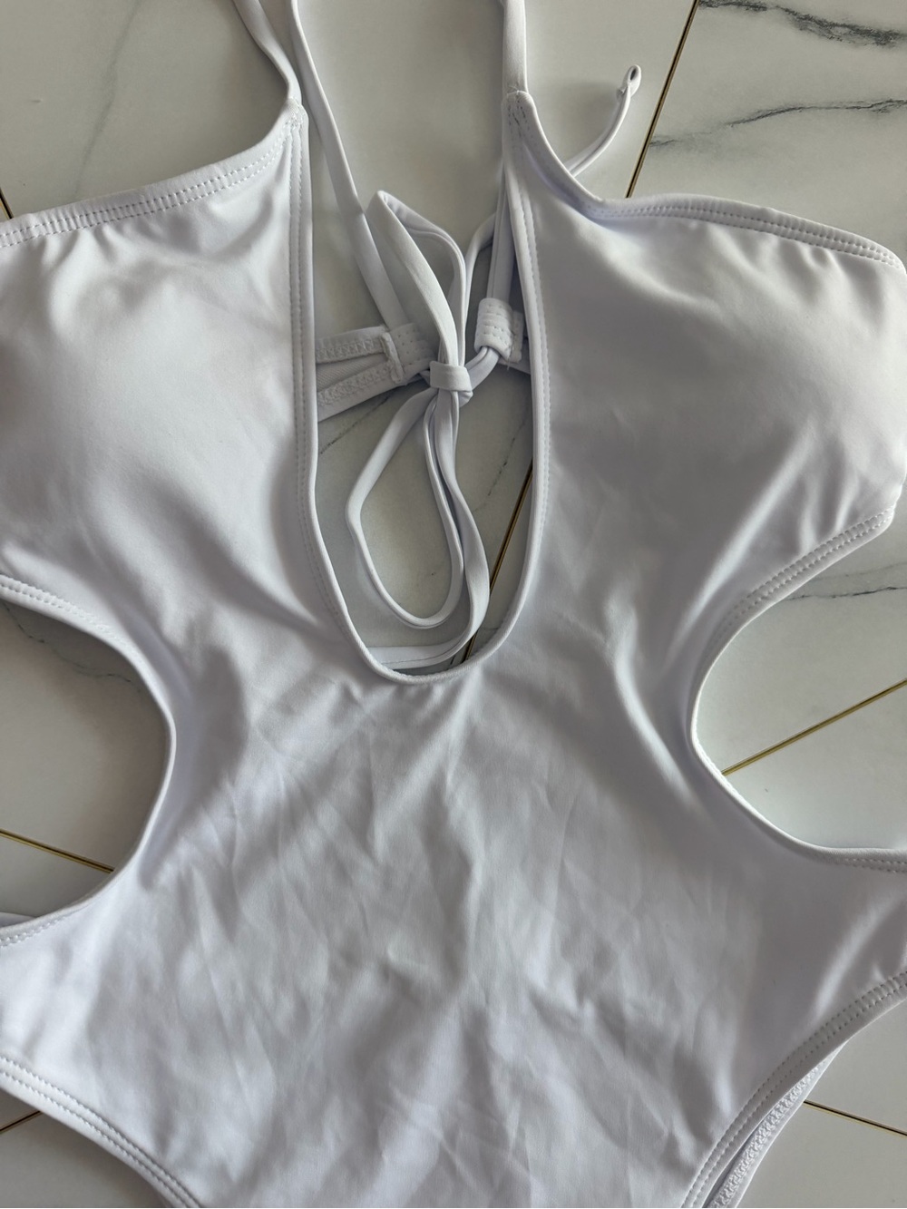 White Cutout One-Piece Swimsuit - Picture 2 of 9